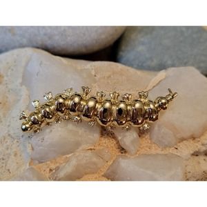 Vintage GERRYS Signed Gold Tone Caterpillar Brooch Pin Insect